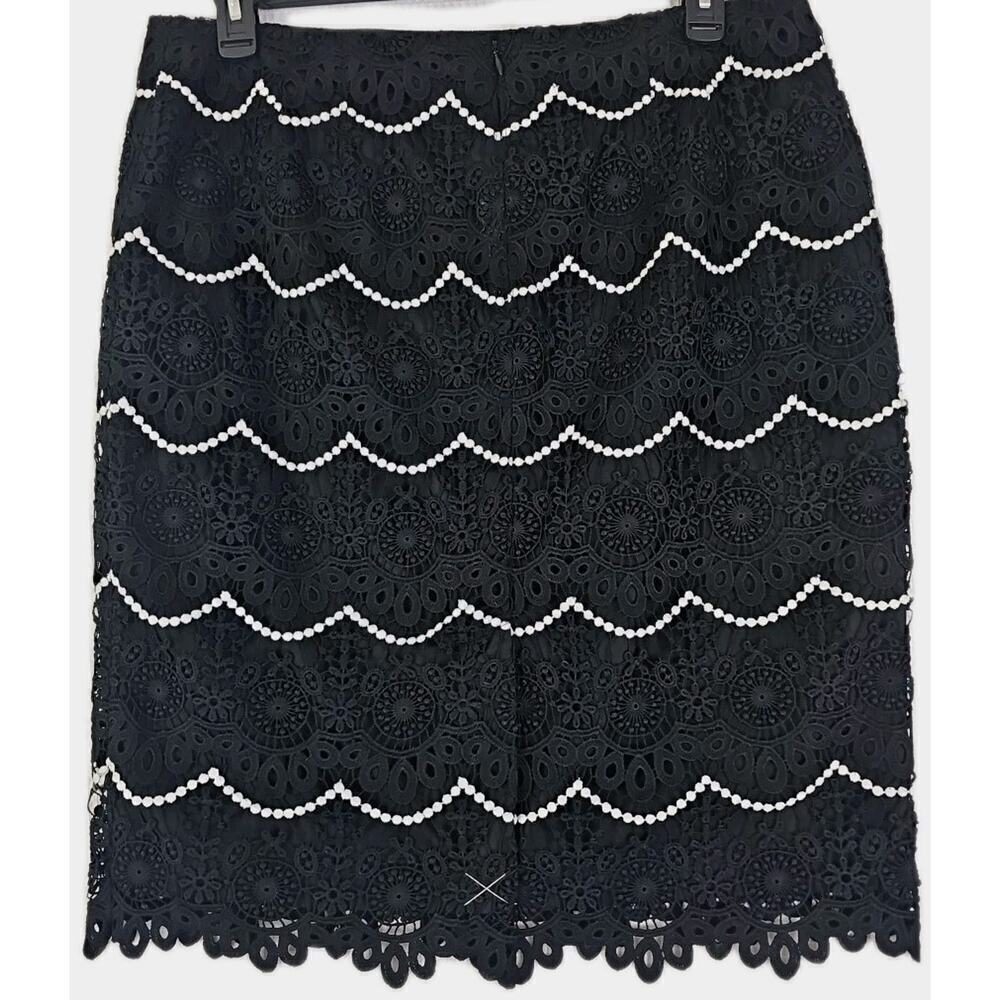 Talbots ~Woman Size 14~ Black Crocheted Lace A-Line Skirt Fully Lined NWOT. - Picture 10 of 12